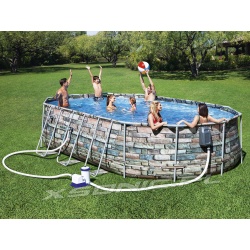 Owalny basen stelażowy z hydromasażem 610 x 366 x 122 cm 12w1 Bestway 56719
