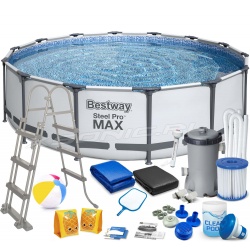Basen ogrodowy okrągły stelażowy 427 x 107 cm 18w1 Bestway 56950
