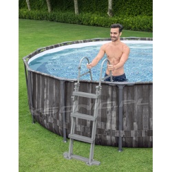 Basen ogrodowy 366 x 100 cm grafitowy stelażowy 18w1 Bestway pompa 5614X