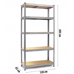Metalowy regał magazynowy 205 x 120 x 45cm obciążenie do 1000 kg 6 półek