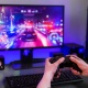 Biurko gamingowe komputerowe dla graczy LED pilot stojak na pady uchwyt na słuchawki i kubek