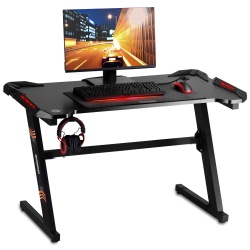 Biurko komputerowe dla graczy gamingowe oświetlenie LED pilot uchwyt na słuchawki