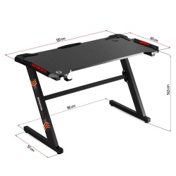 Biurko komputerowe dla graczy gamingowe oświetlenie LED pilot uchwyt na słuchawki