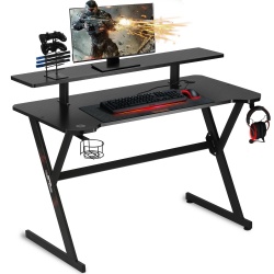 Biurko gamingowe komputerowe dla graczy półka na monitor stojak na pady uchwyt na słuchawki i kubek