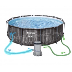 Basen ogrodowy Bestway 5614Z okrągły stelażowy 427 x 107 cm 11w1 grafit