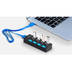 Hub USB 3.0 na 4 porty rozgałęźnik rozdzielacz włączniki do komputera
