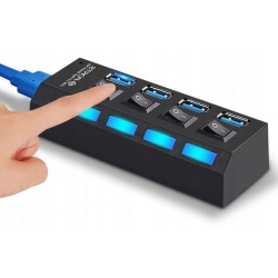 Hub USB 3.0 na 4 porty rozgałęźnik rozdzielacz włączniki do komputera