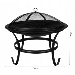 Grill ogrodowy okrągły palenisko duża misa 56cm ruszt i pokrywa ognisko