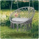 Fotel ogrodowy wiszący huśtawka szary + poduszka bocianie gniazdo