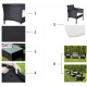 Zestaw mebli ogrodowych stół szklany krzesła sofa z technorattanu antracyt wygodne poduszki