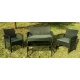 Zestaw mebli ogrodowych stół 2x krzesła poduszki sofa z technorattanu czarne