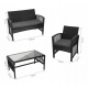 Zestaw mebli ogrodowych stół 2x krzesła poduszki sofa z technorattanu czarne