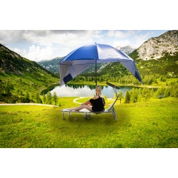 Parasol plażowy leżący 260cm stojący składany parawan XXL niebieski