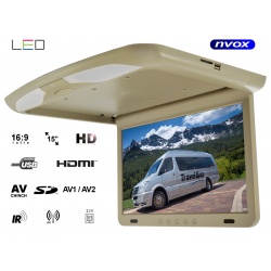 Monitor podsufitowy samochodowy 15' LED  odtwarzacz plików IR FM HDMI USB SD 12V