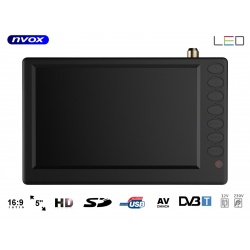 Telewizor przenośny 5 cali LED tuner DVB-T/T2 wbudowany akumulator PVR USB 12V 230V