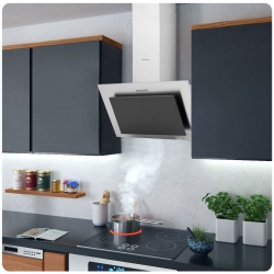 Okap kuchenny kominowy 60 cm Berdsen BT-209 czarny Inox LED oświetlenie