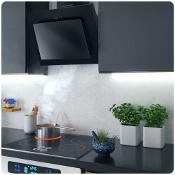 Okap kuchenny kominowy 60 cm Berdsen BT-215 czarny LED oświetlenie