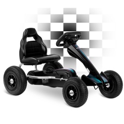 Gokart na pedały dla dzieci pompowane koła regulacja siedzenia czerwony czarny
