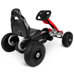 Gokart na pedały dla dzieci pompowane koła regulacja siedzenia czerwony czarny