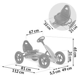 Gokart na pedały dziecięcy pompowane koła regulacja siedzenia 3 kolory do 50kg