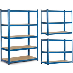 Regał magazynowy 150 x 75 x 30 cm obciążenie do 625 kg 5 półek metalowy niebieski