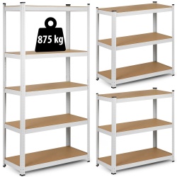 Metalowy regał magazynowy 180 x 90 x 30 cm składany do 875 kg 5 półek 3 kolory