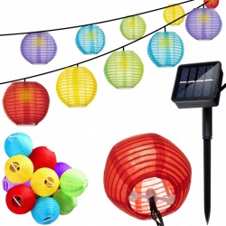 Solarne lampki ogrodowa girlanda 3m 2V IP44 wiszące lampiony 10 LED