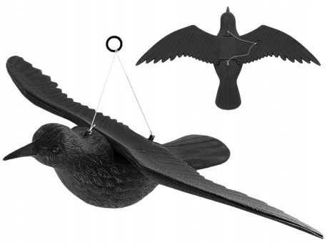 Kruk w locie na sznurku odstraszacz ptaków gołębi szpaki wiszący 59cm