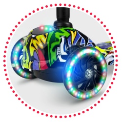 Hulajnoga dziecięca świecąca koła LED dynamo czarna kolorowa