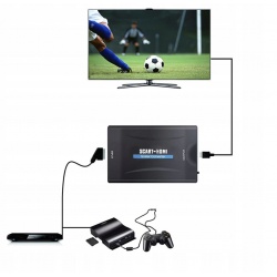 Adapter konwerter EURO SCART na HDMI HD przejściówka analogowy na cyfrowy