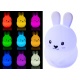Lampka nocna LED nietłukąca się królik dla dzieci z silikonu pilot akumulator