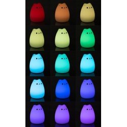 Lampka nocna LED nietłukąca się kotek dla dzieci z silikonu pilot akumulator