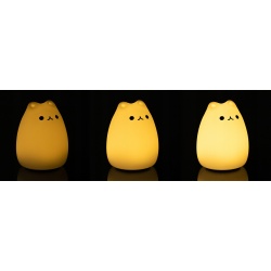 Lampka nocna LED nietłukąca się kotek dla dzieci z silikonu pilot akumulator
