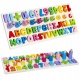 Drewniany alfabet podstawa kolorowe klocki do układania literki cyfry sorter