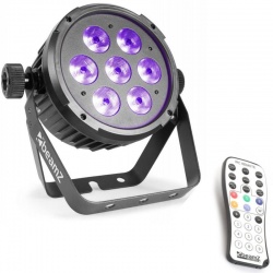 Reflektor płaski LED FLAT PAR RGBAW światło UV BeamZ BT280 7x10W pilot