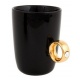 Dwukaratowy elegancki kubek do kawy biały czarny prezent dla niej z pierścionkiem
