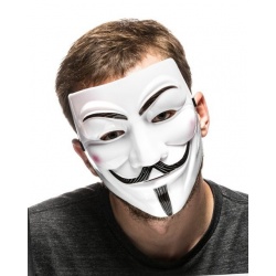 Maska V jak Vendetta Anonymous Guy Fawkes biała rozmiar na głowę dorosłej osoby