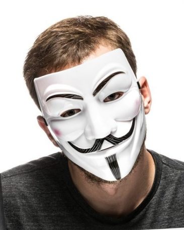 Maska V jak Vendetta Anonymous Guy Fawkes biała rozmiar na głowę dorosłej osoby