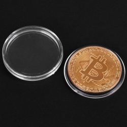 Bitcoin kryptowaluta BTC w kapslu moneta kolekcjonerska 4cm średnicy