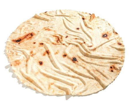 Śmieszny koc TORTILLA BURRITO okrągły 120 cm narzuta miły w dotyku