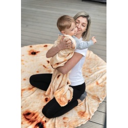Śmieszny koc TORTILLA BURRITO okrągły 120 cm narzuta miły w dotyku
