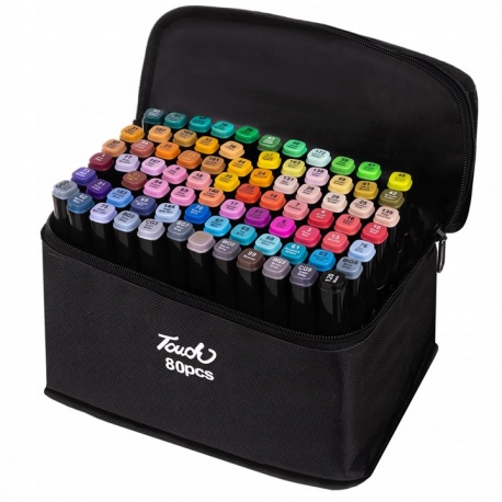 Markery pisaki dwustronne zestaw 80 sztuk kolorowe zakreślacze w walizce