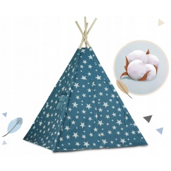 Namiot dla dzieci tipi wigwam okno dwie poduszki lampki niebieski