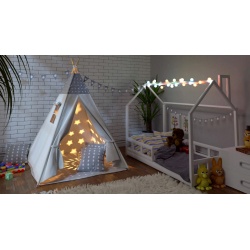 Namiot dla dzieci tipi wigwam okno dwie poduszki lampki niebieski