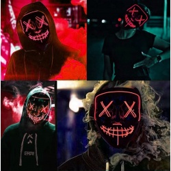 Świecąca maska ledowa na Halloween imprezę koncert zaszyte oczy i usta