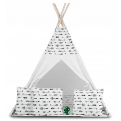Tipi namiot dla dzieci z girlandą i światełkami poduszki lampka LED
