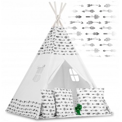 Tipi namiot dla dzieci z girlandą i światełkami poduszki lampka LED