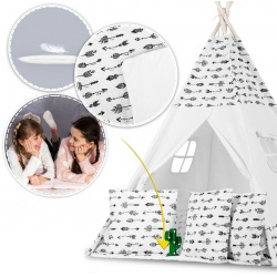 Tipi namiot dla dzieci z girlandą i światełkami poduszki lampka LED