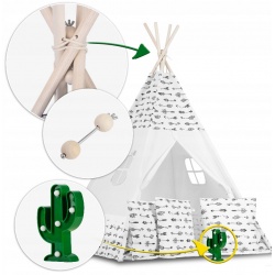 Tipi namiot dla dzieci z girlandą i światełkami poduszki lampka LED