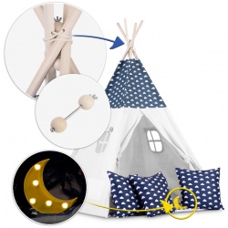 Tipi namiot dla dzieci z girlandą i światełkami poduszki lampka LED